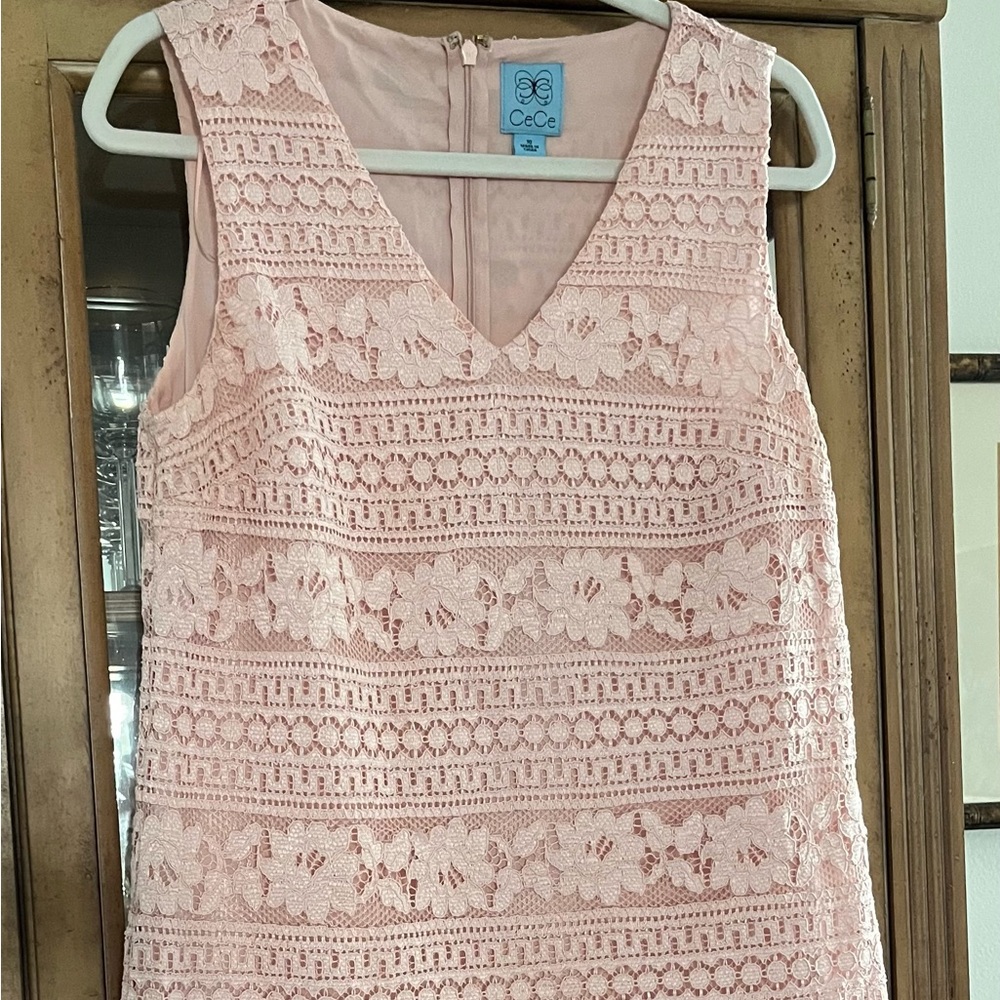 Cece light pink/peach colored lace dress